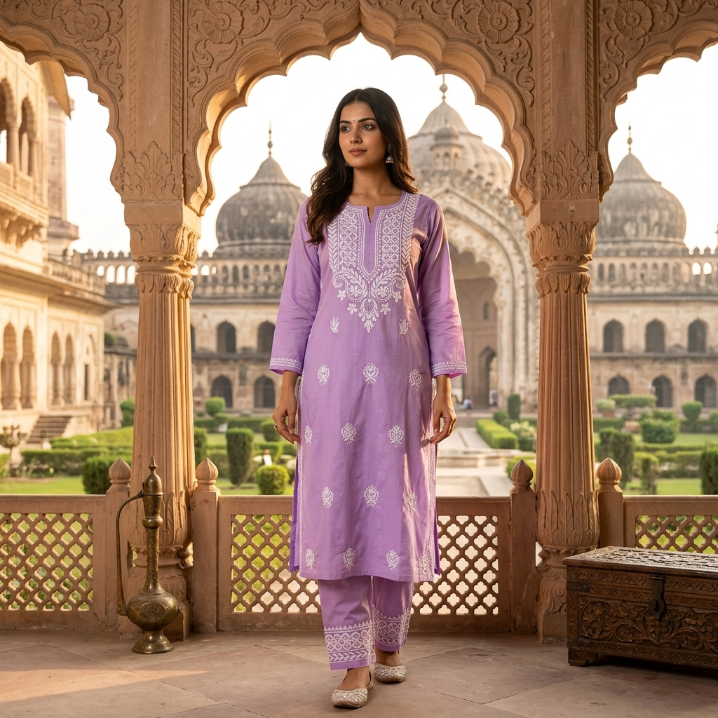 The "Lavender Mist" Chikankari Suit Set