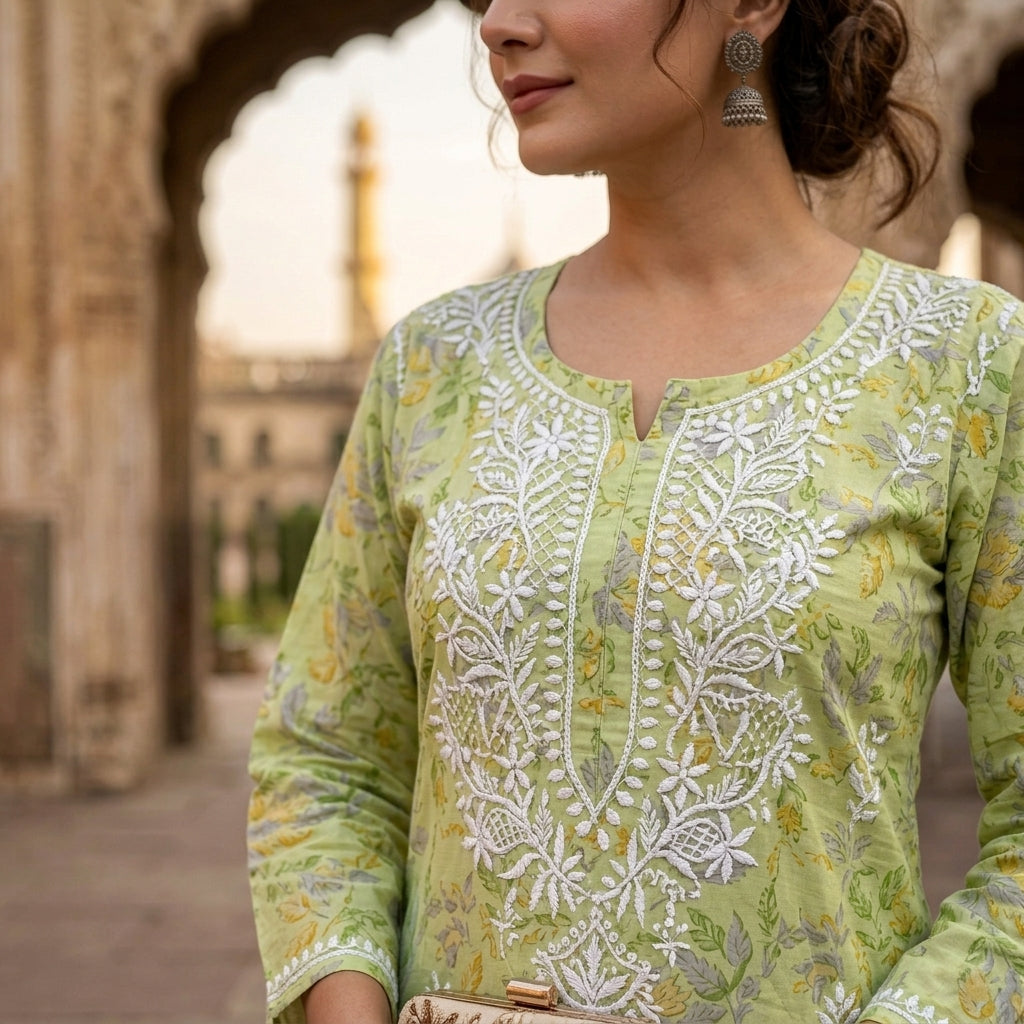 Sage Bloom Chikankari Kurti