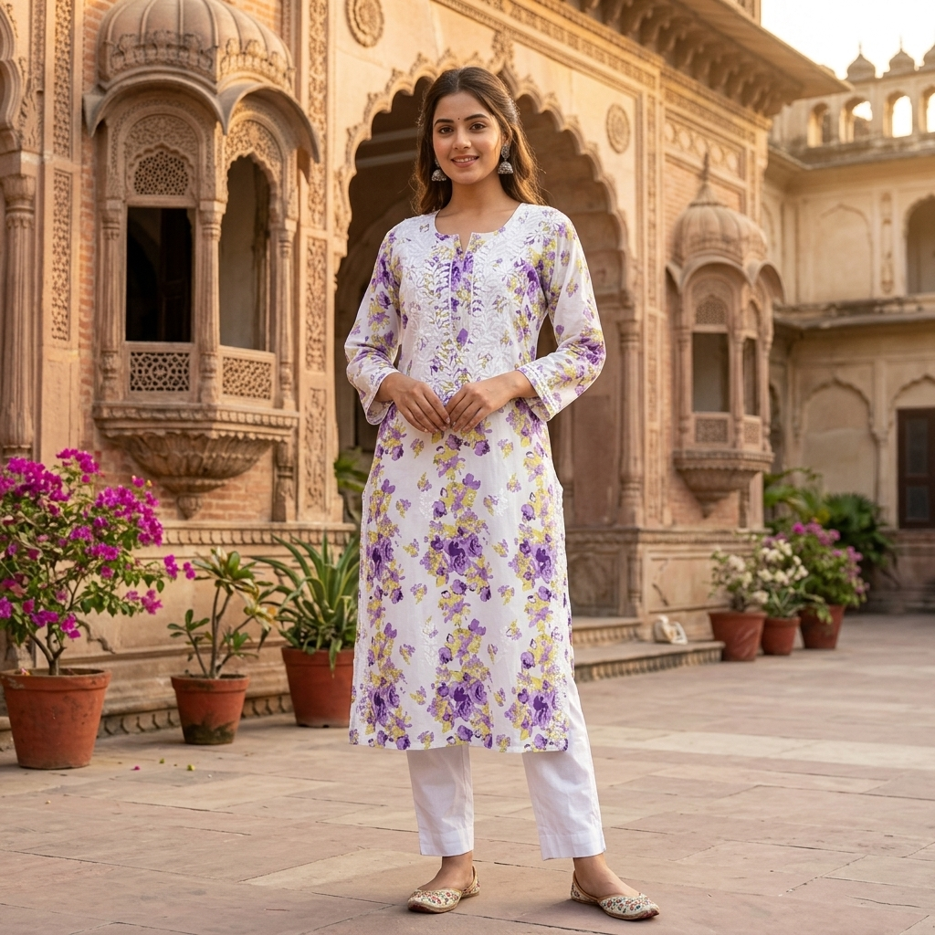 Wisteria Bloom Chikankari Kurti