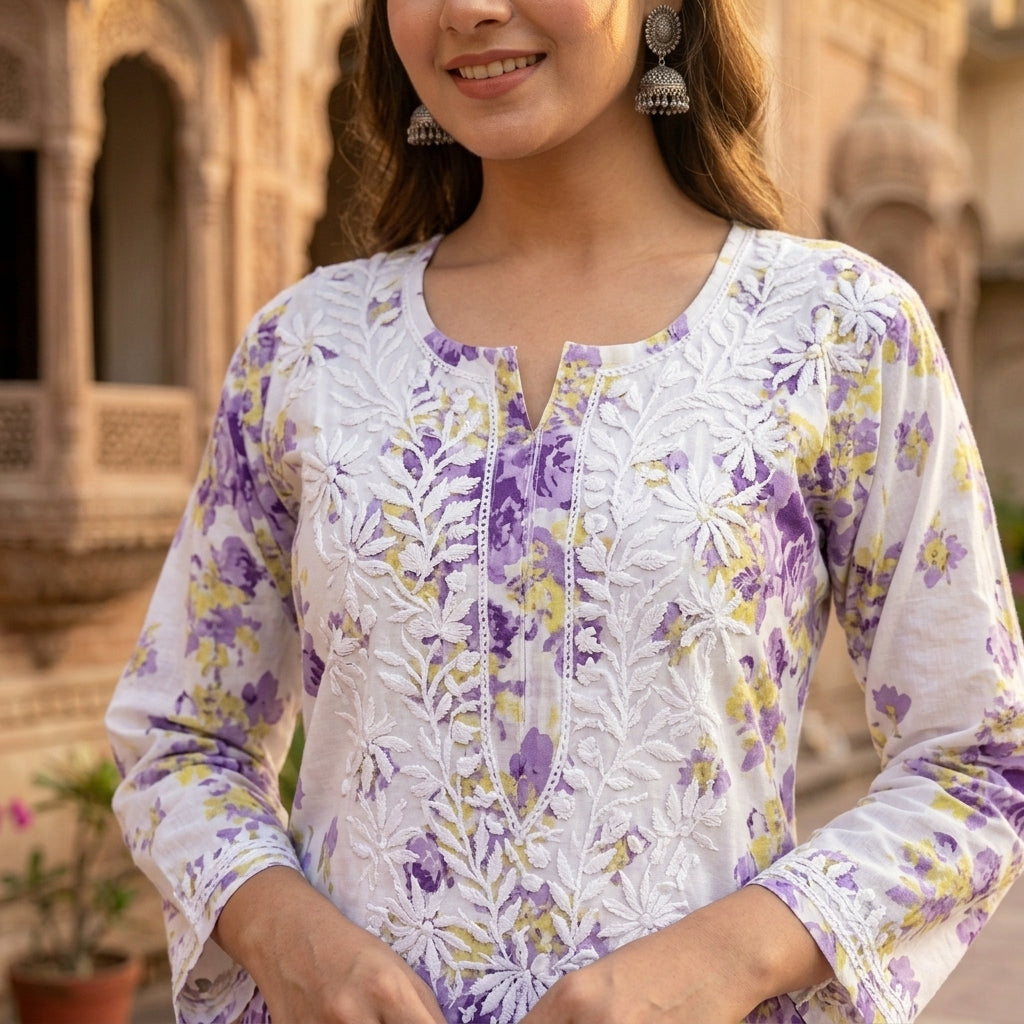 Wisteria Bloom Chikankari Kurti